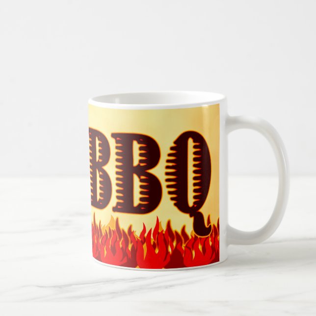 Taza De Café Red Flames BBQ Saying Mug (Derecha)