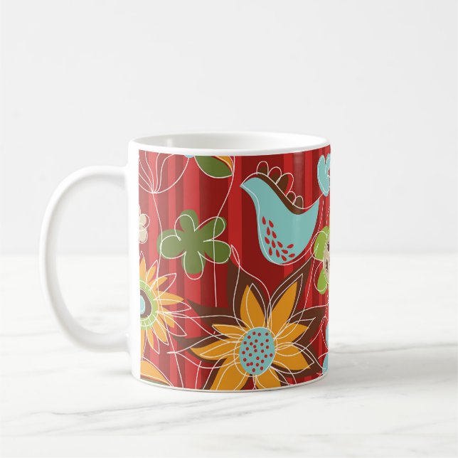 Taza De Café Red Floral Garden Mug (Izquierda)
