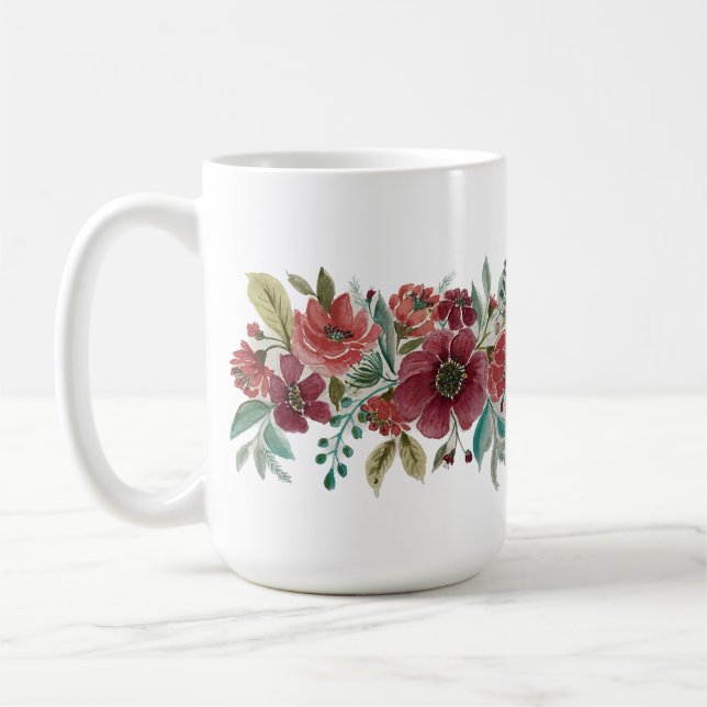 Taza De Café Red Floral Mug (Izquierda)