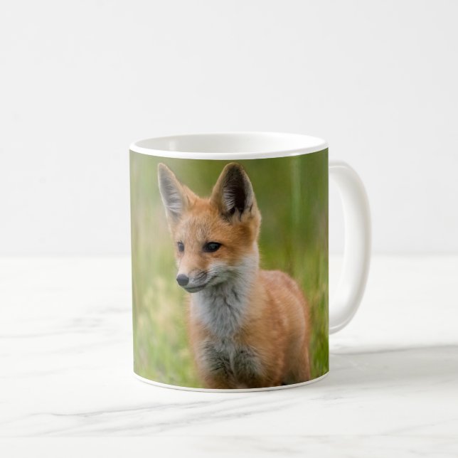 Taza De Café Red Fox Kit En Grassy Meadow (Anverso derecho)