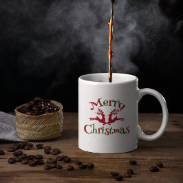 Taza De Café Red Green Merry Christmas Reindeer