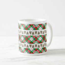 Taza De Café Red Green Vintage Christmas Tree Plaid Pattern