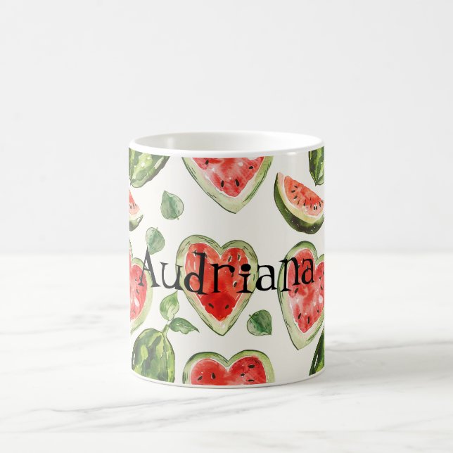 Taza De Café Red Green Watermelon Hearts  (Centro)