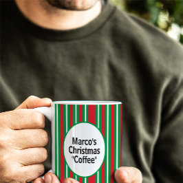 Taza De Café Red Green White Christmas Candy Cane Stripes