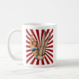 Taza De Café Red Haired Pin-up Chica Retro Sunset