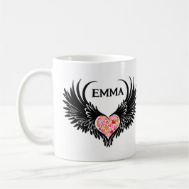 Taza De Café Red heart angel black wings