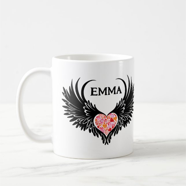 Taza De Café Red heart angel black wings (Izquierda)