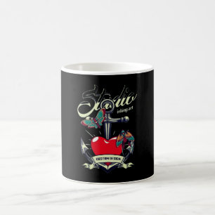 Taza De Café Red Heart & Butterflies Studio Inking Art