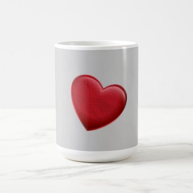 Taza De Café Red Heart Gray Trendy Love Boda (Centro)
