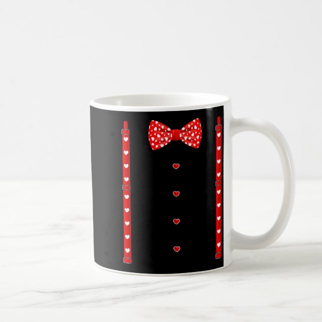 Taza De Café Red Hearts Bow Tie Suspenders Valentines Day Costu (Derecha)