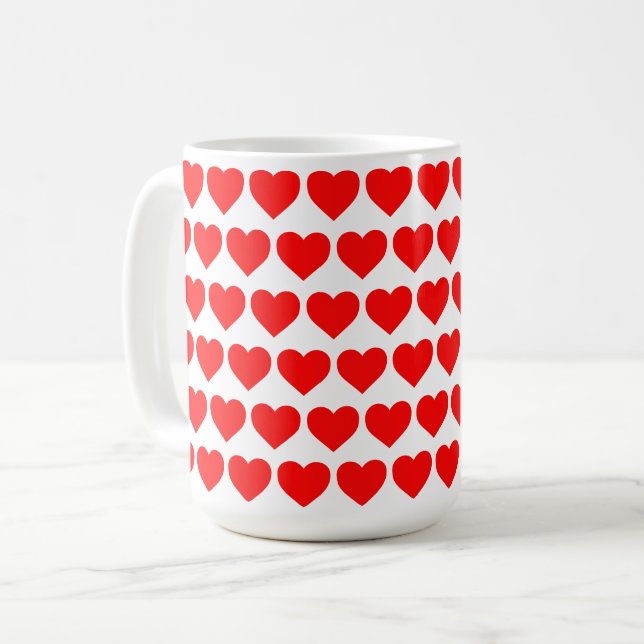 Taza De Café Red Hearts design pattern valentine love (Anverso izquierdo)