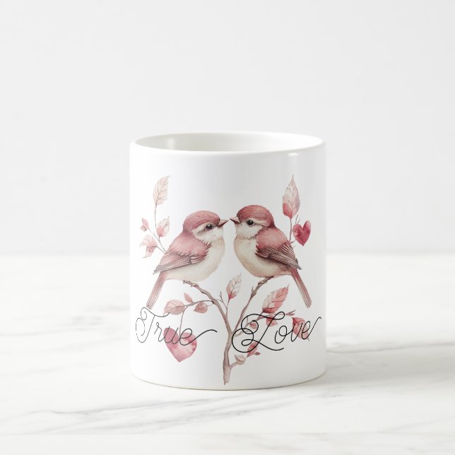 Taza De Café Red Hearts True Love Birds (Centro)