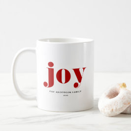Taza De Café Red JOY Bold Typography Navidades modernos
