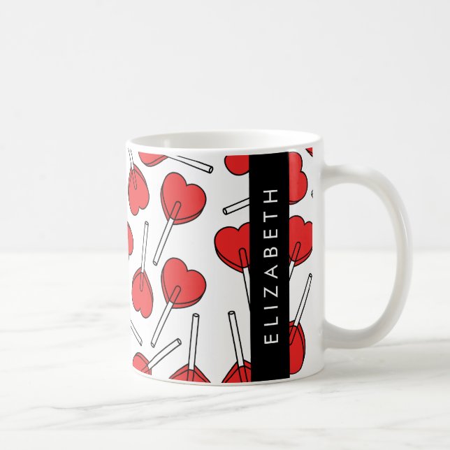 Taza De Café Red Lollipops, Heart Lollipops, Lolly, Your Name (Derecha)