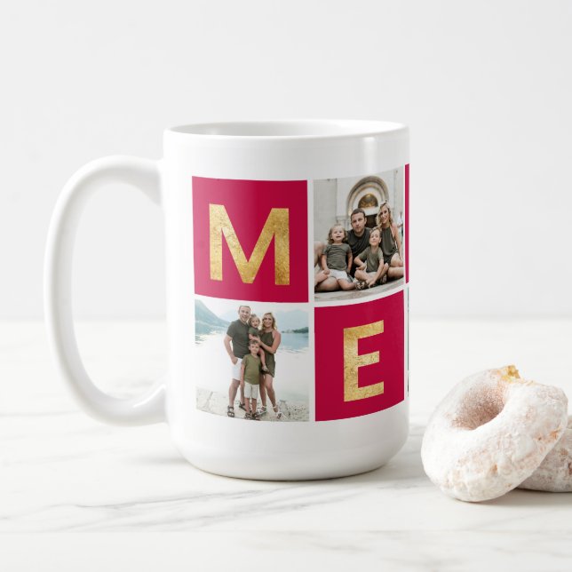 Taza De Café Red Merry Multi Photo Mug (Con donut)