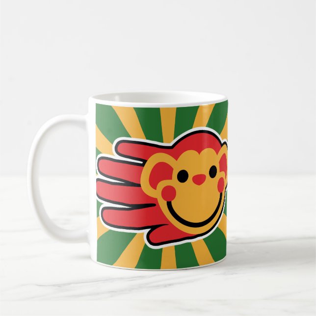 Taza De Café Red Monkey feliz hace frente (Izquierda)