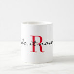 Taza De Café Red Monogram Initial 'do it now' Design 11oz<br><div class="desc">The words "do it now" and bold red monogram initial decorate this 11oz classic coffee mug. Large capacity for hot or cold beverages. Easily change the initial and text using the Template provided. Ideal for yoga instructor,  gym coach,  family or friends. Also available in 15oz and other mug styles.</div>
