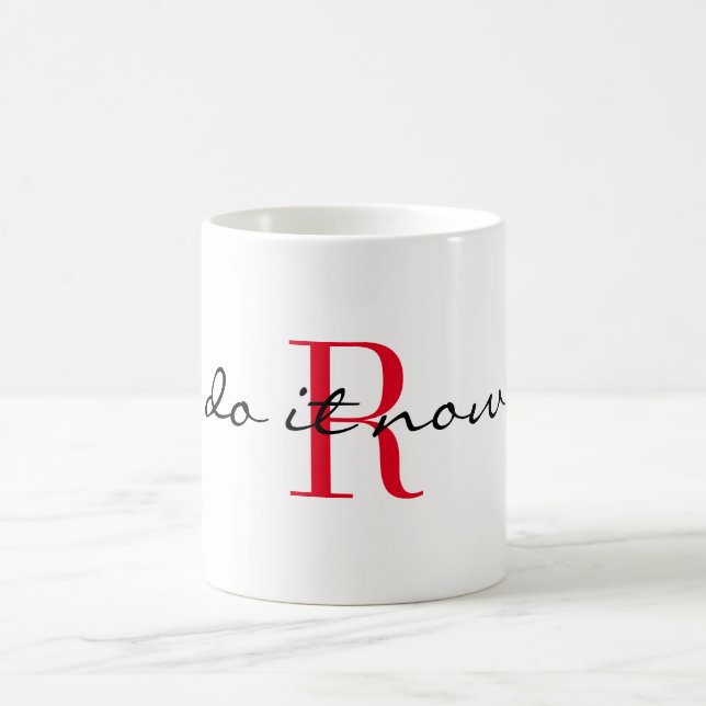 Taza De Café Red Monogram Initial 'do it now' Design 11oz (Centro)