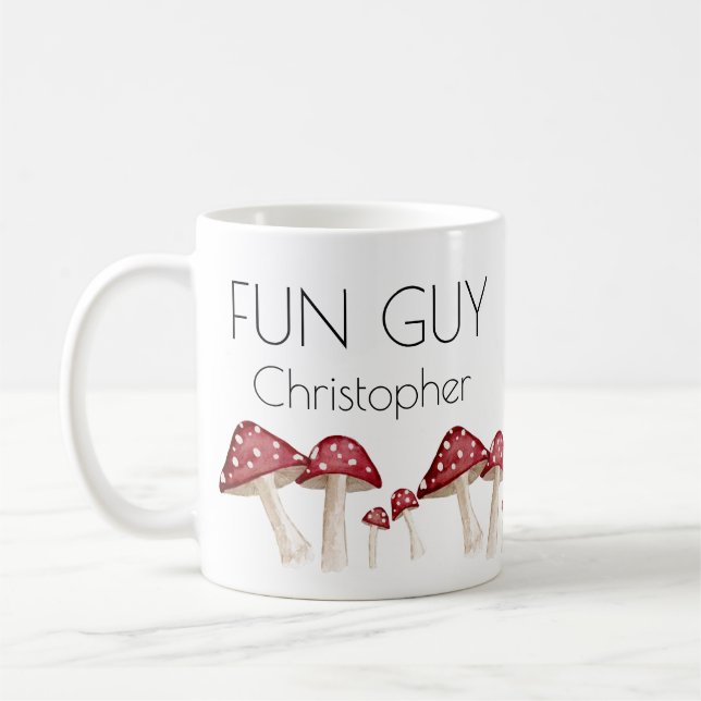 Taza De Café Red Mushroom Fun Guy Funny (Izquierda)