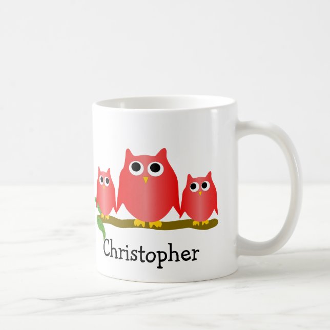 Taza De Café Red Owls Design Personalised (Derecha)