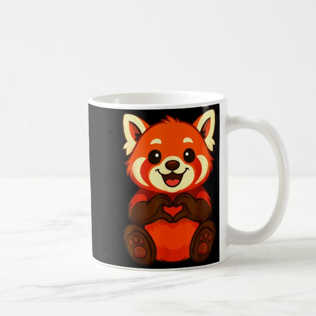 Taza De Café Red Panda Doing Heart With Hands Valentines Day  (Derecha)