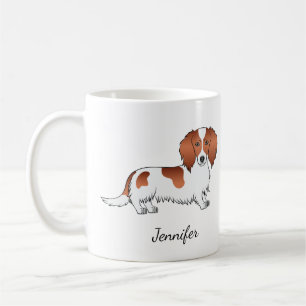 Taza De Café Red Piebald Long Hair Dachshund Cartog Perro y nom