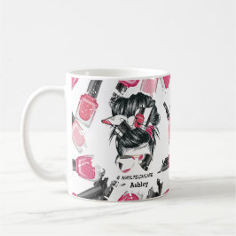Taza De Café Red Pink Nail Tech Life Mug personalizado