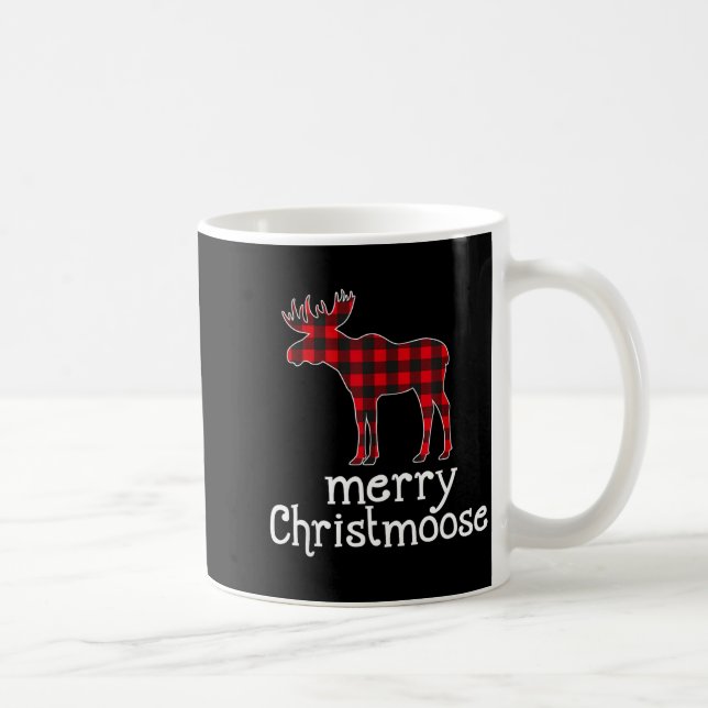 Taza De Café Red Plaid Merry Christmoose Christmas Moose Lovers (Derecha)