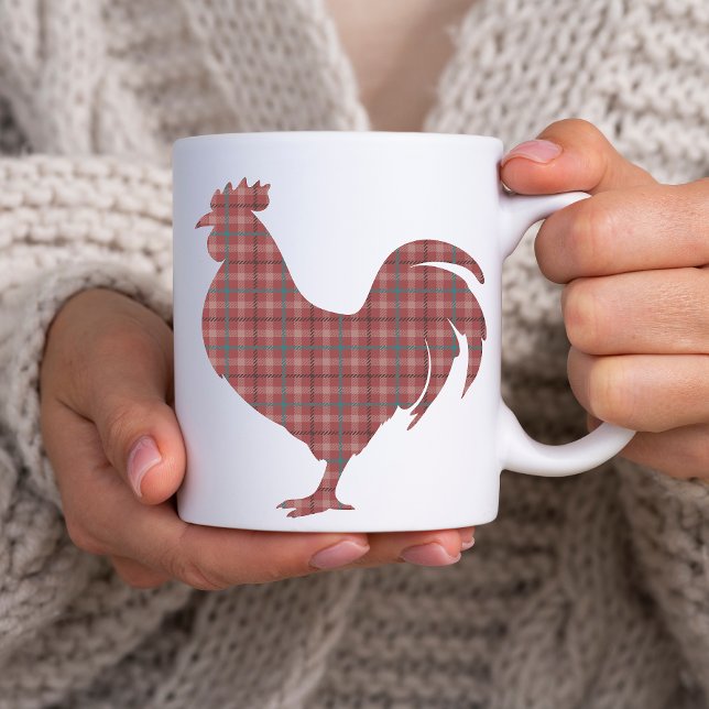 Taza De Café Red Plaid Roooster (red plaid rooster mug)