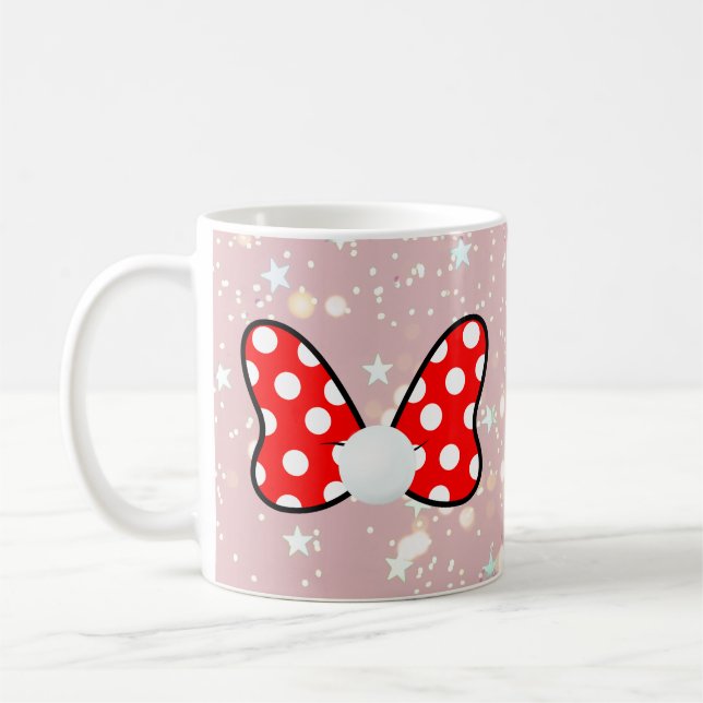 Taza De Café Red polka dots vibrant Ribbon (Izquierda)