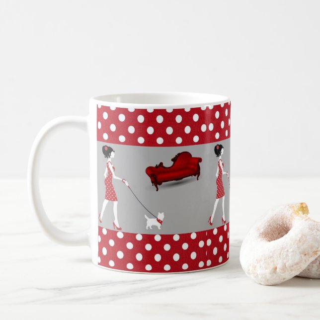 Taza De Café Red Polkadot Mug (Con donut)
