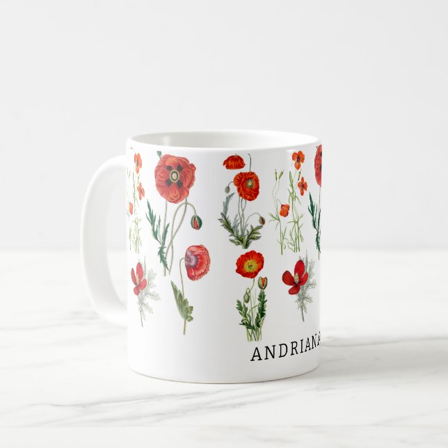 Taza De Café Red Poppies Florals (Anverso izquierdo)