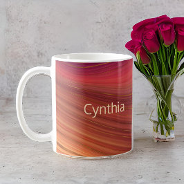 Taza De Café Red Purple and Gold Monogram Marble Earth Strata 