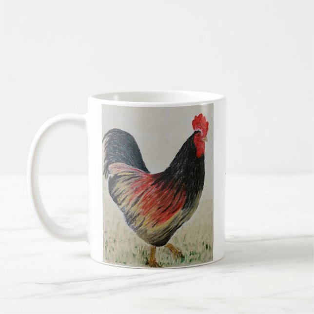 Taza De Café Red Rooster Acrylic Painting Mug (Izquierda)