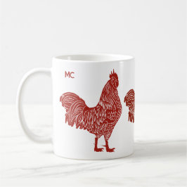 Taza De Café Red Roosters Trio Mug