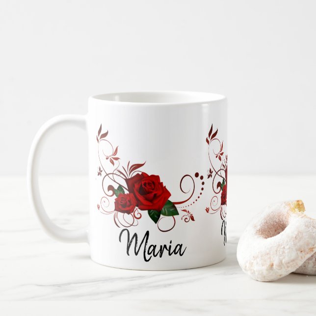 Taza De Café Red Rose Mug (Con donut)