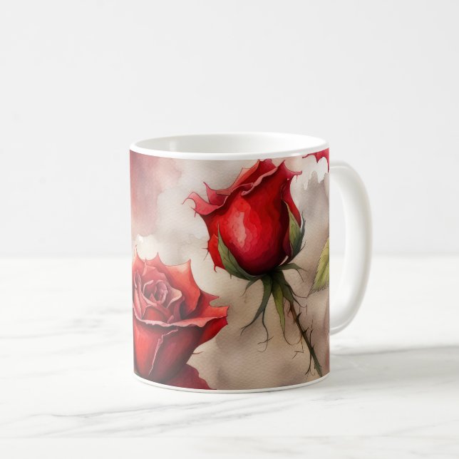 Taza De Café Red Rose Valentine or Thank You (Anverso derecho)