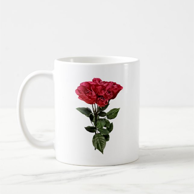 Taza De Café Red Roses and Leaves (Izquierda)
