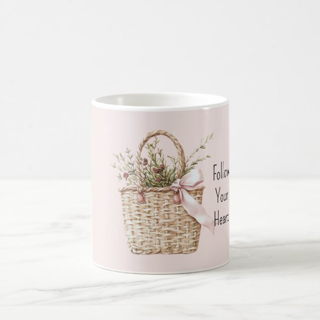 Taza De Café Red Roses Basket Pink Bow (Centro)