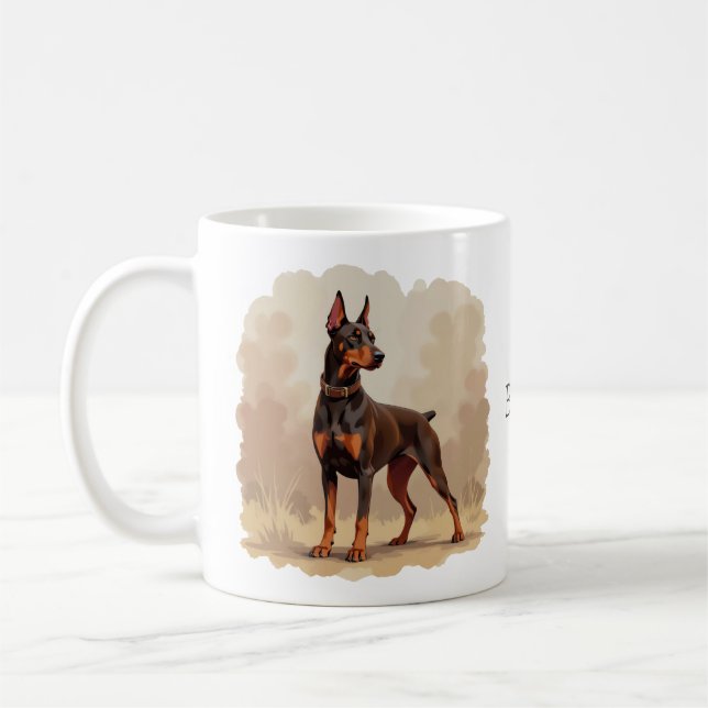 Taza De Café Red Rust Brown Doberman Pinscher Dog (Izquierda)