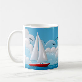 Taza De Café Red Sailboat Cloud