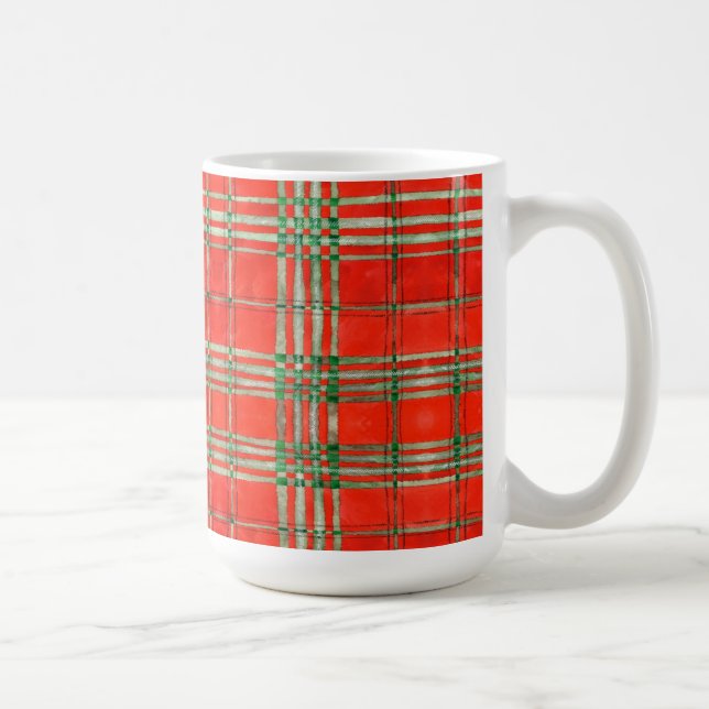 Taza De Café RED SCOTT TARTAN Tall White Mug (Derecha)