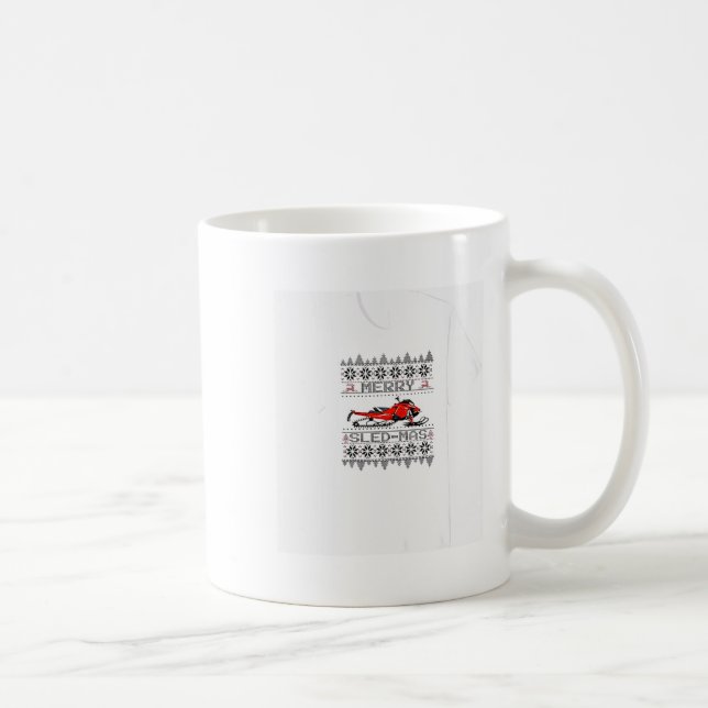 Taza De Café Red Snowmobile Holiday Sweater Merry Sledmas Ugly  (Derecha)