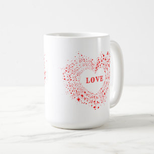 Taza De Café Red Sparkles Valentine Heart Text Love