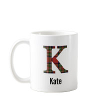 Red Stewart Plaid Monogram K Mug