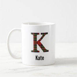 Taza De Café Red Stewart Plaid Monogram K Mug