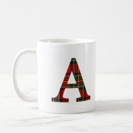 Taza De Café Red Stewart Plaid Monograma A Mug