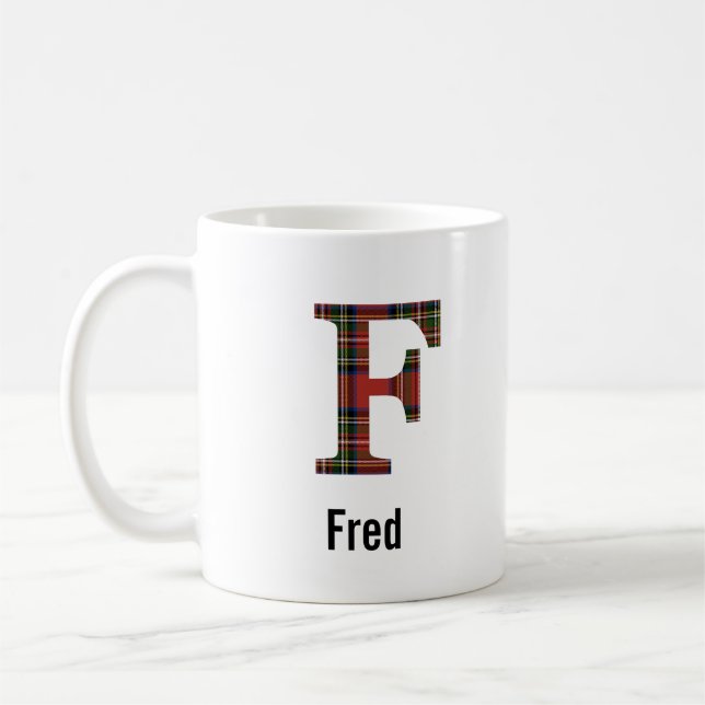 Taza De Café Red Stewart Plaid Monograma F Mug (Izquierda)