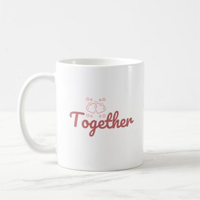 Taza De Café Red "Together" Text Couple Gift Valentine (Izquierda)