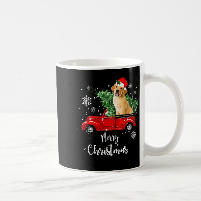 Taza De Café Red Truck Merry Christmas Tree Golden Retriever Ch (Derecha)
